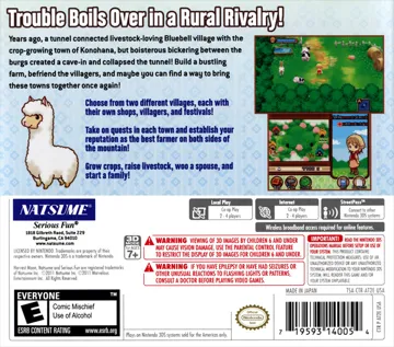 Harvest Moon 3D - The Tale of Two Towns (v01)(Europe)(M3) box cover back